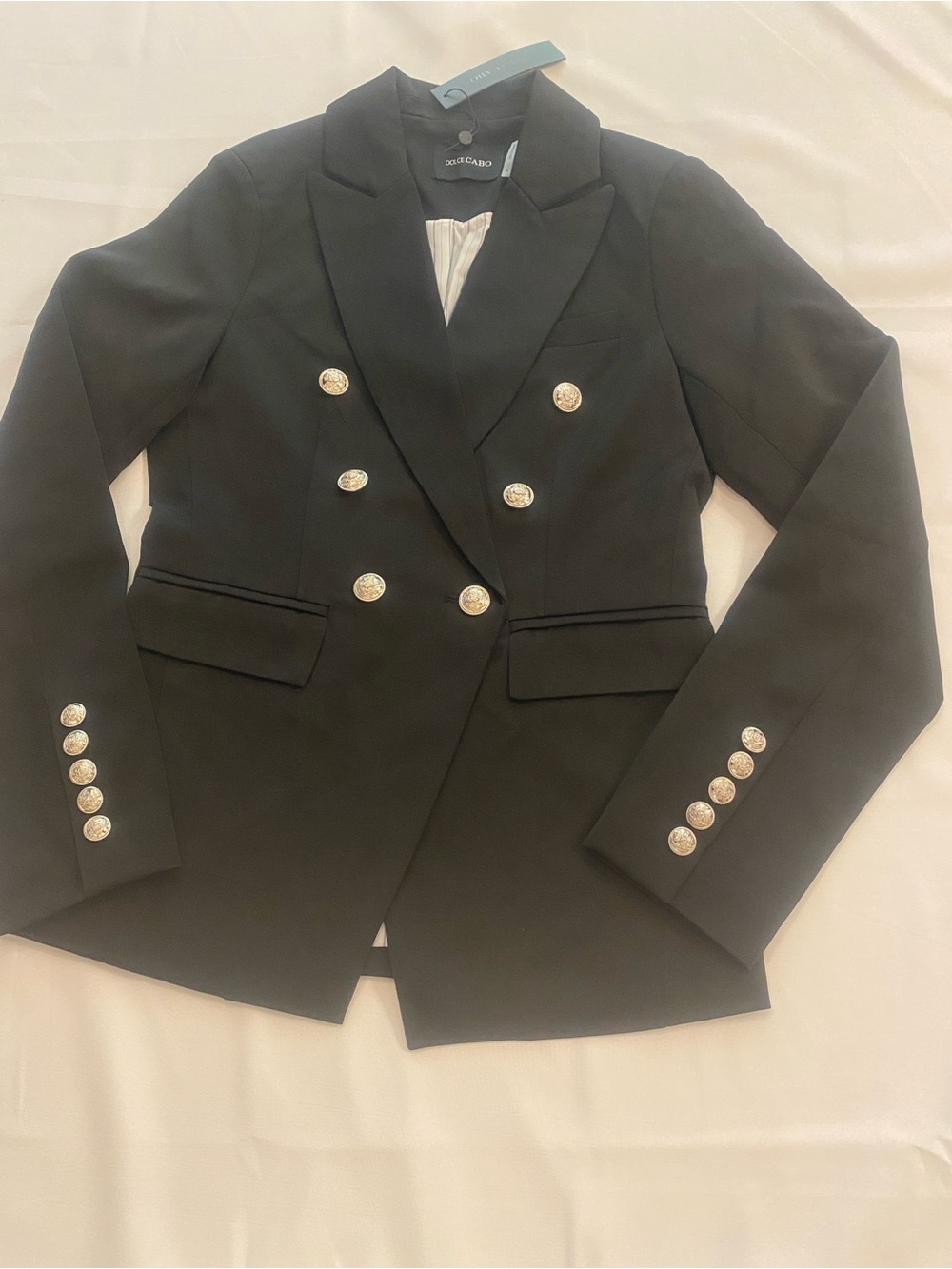 Women’s Black Double Breasted Classic Buttons Blazer Dolce Cabo size small - Picture 3 of 15